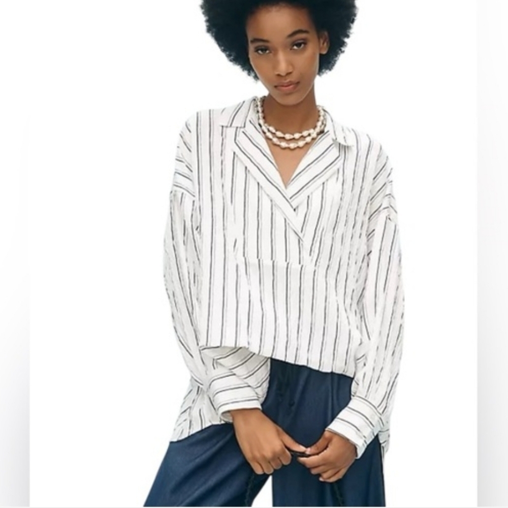 Anthropologie The Dylon Long Sleeve Wide-placket Top Boho Flowy Classic | Small